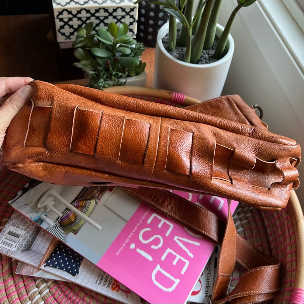 BED|STU Woven Leather Crossbody Bag in Cognac Tan - Picture 14 of 16